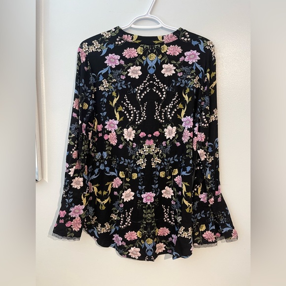 Vintage black floral pattern blouse - Picture 3 of 5